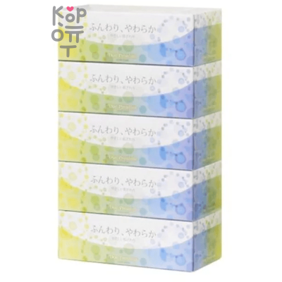 Ideshigyo Due Premium Tissue Paper  - Премиальные двухслойные бумажные салфетки на воде с горы Фудзи, 160шт.*5коробок.
