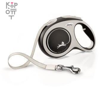 flexi рулетка NEW LINE Comfort L (до 60 кг) лента 5 м серый/черный — Корейские товары для всей семьи(КорОпт)