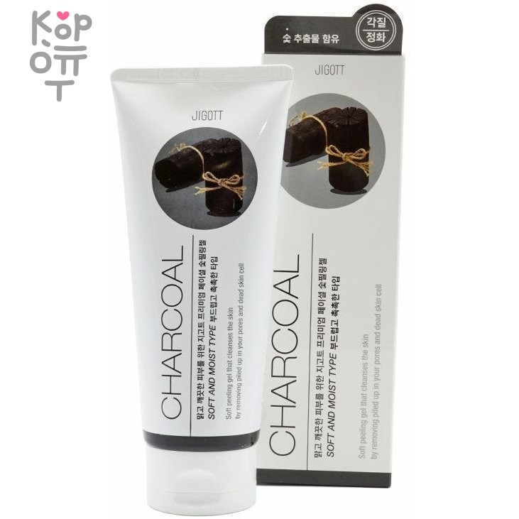 Jigott Premium Facial Charcoal peeling Gel - Премиум Крем-скатка с древесным углем, 180мл., купить с доставкой на дом фото 1 &mdash; Корейские товары для всей семьи(КорОпт)