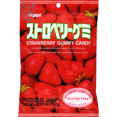 Kasugai Strawberry Gummy Candy Мармелад жевательный со вкусом клубники, 102 г