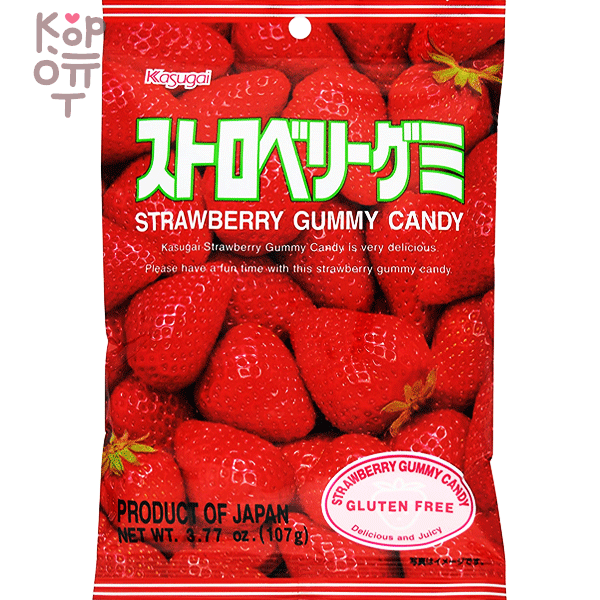 Мармелад жевательный со вкусом клубники Kasugai strawberry gummy candy, 102гр.