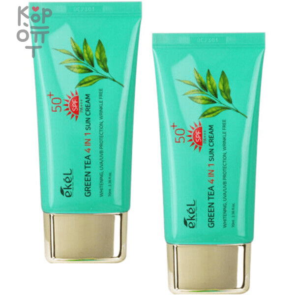 Ekel Green Tea 4in1 SUN CREAM -  Многофункциональный солнцезащитный крем с экстрактом зелёного чая, 70мл. фото 1 &mdash; Корейские товары для всей семьи(КорОпт)