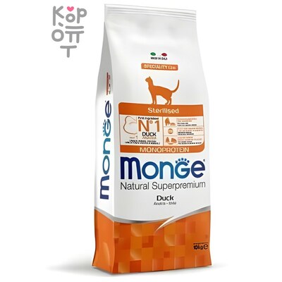 Monge Cat Monoprotein Sterilised корм с уткой для стерилизованных кошек 10кг.