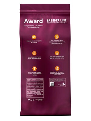 Сухой корм AWARD PFB Monoprotein для взрослых собак всех пород из утки с добавлением яблок и артишока 15кг