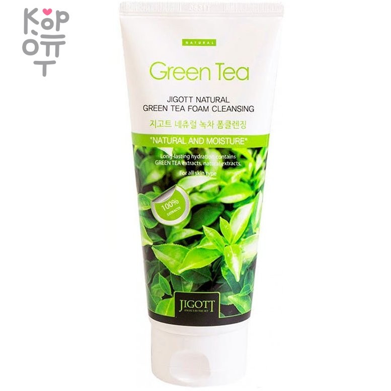 Jigott Natural Green Tea Foam Cleansing - Очищающая пенка с экстрактом зеленого чая 180 мл.