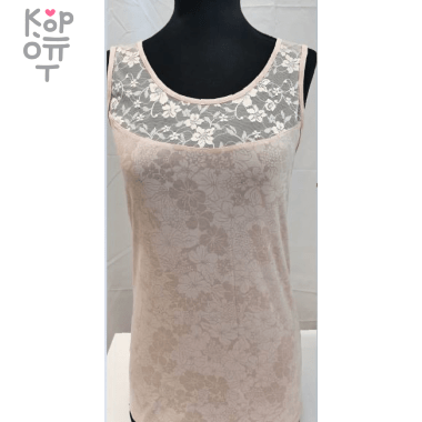 Майка женская, по передней полочке сетка-кружево. Ю.Корея — Корейские товары для всей семьи(КорОпт)