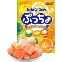 Uha Puchao Assorted Citrus Flavour Soft Candy - Жевательные конфеты, Ассорти помадок со вкусом цитрусовых, 90гр.
