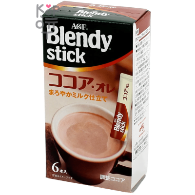 AGF Blendy Hot Chocolate Au Lait Instant Cocoa Mix - Какао Бленди стик с молоком и сахаром, 11гр.*6шт.