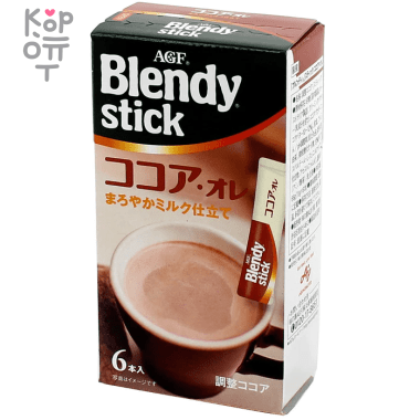 AGF Blendy Hot Chocolate Au Lait Instant Cocoa Mix - Какао Бленди стик с молоком и сахаром, 11гр.*6шт. — Корейские товары для всей семьи(КорОпт)