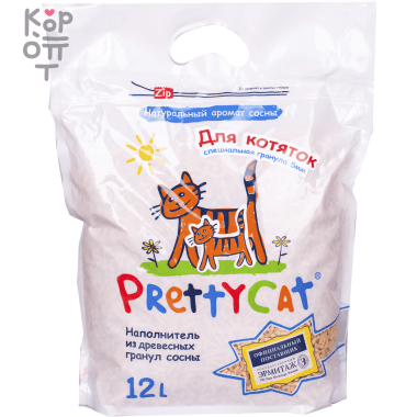 PrettyCat Наполнитель древесный для котят &quot;Wood Granules&quot; 4кг. (12л.) — Корейские товары для всей семьи(КорОпт)