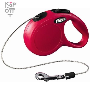 flexi рулетка New Classic S (до 12 кг) 5 м трос красная — Корейские товары для всей семьи(КорОпт)