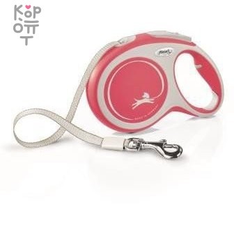 flexi рулетка NEW LINE Comfort L (до 50 кг) лента 8 м серый/красный