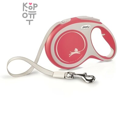 flexi рулетка NEW LINE Comfort L (до 50 кг) лента 8 м серый/красный