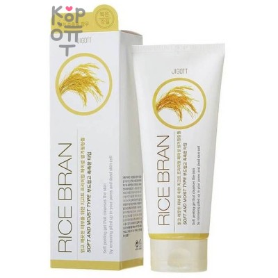 Jigott Premium Facial Rice Bran Peeling Gel - Мягкий пилинг-скатка для глубокого очищения кожи лица с экстрактом рисовых отрубей 180мл.