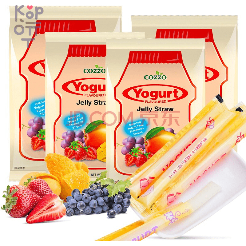 COZZO Jelly Yogurt Straw Палочки желейные "Йогуртное ассорти" (йогурт