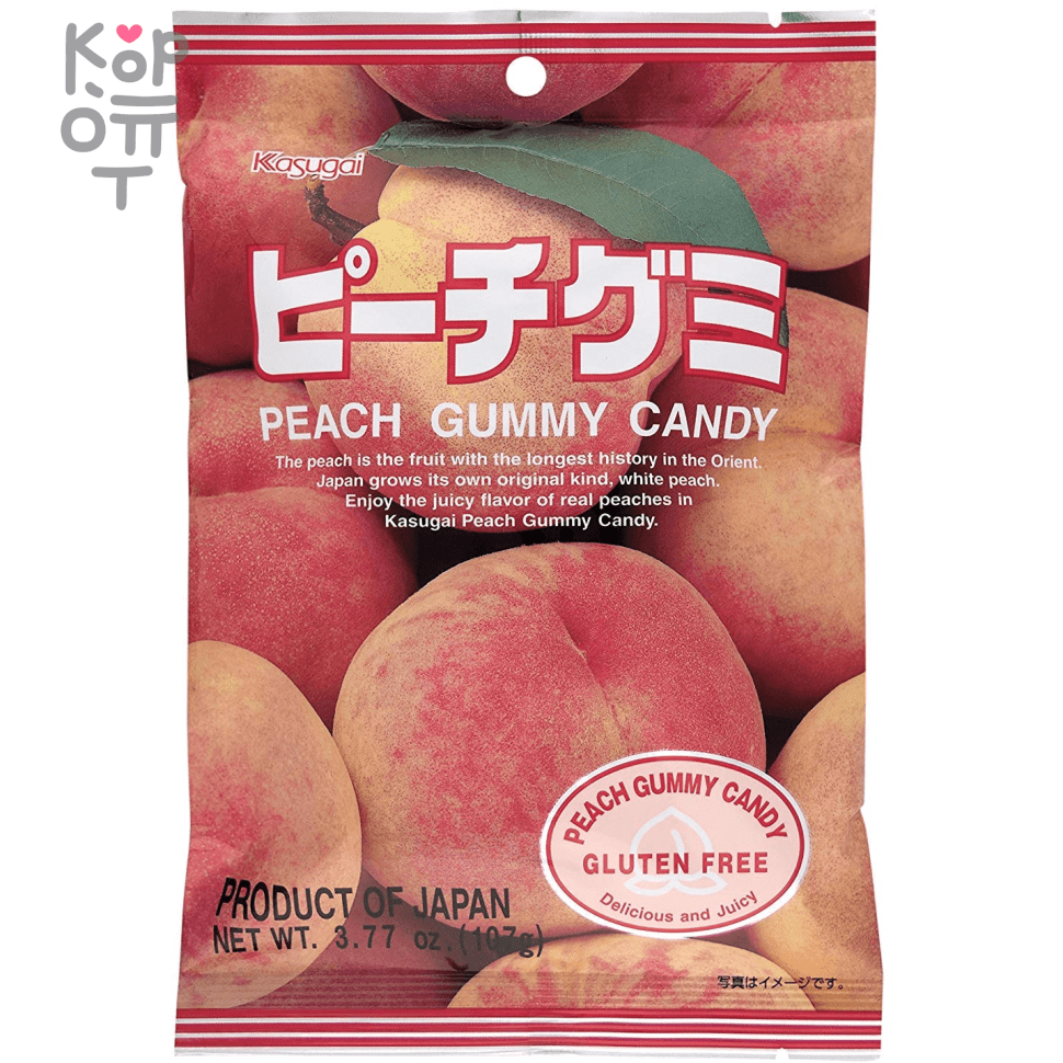 Мармелад жевательный со вкусом персика Kasugai Peach gummy candy, 107гр.