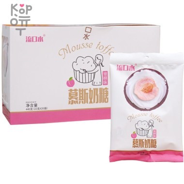 Ириска Mousse Toffee со вкусом белого Персика — Корейские товары для всей семьи(КорОпт)