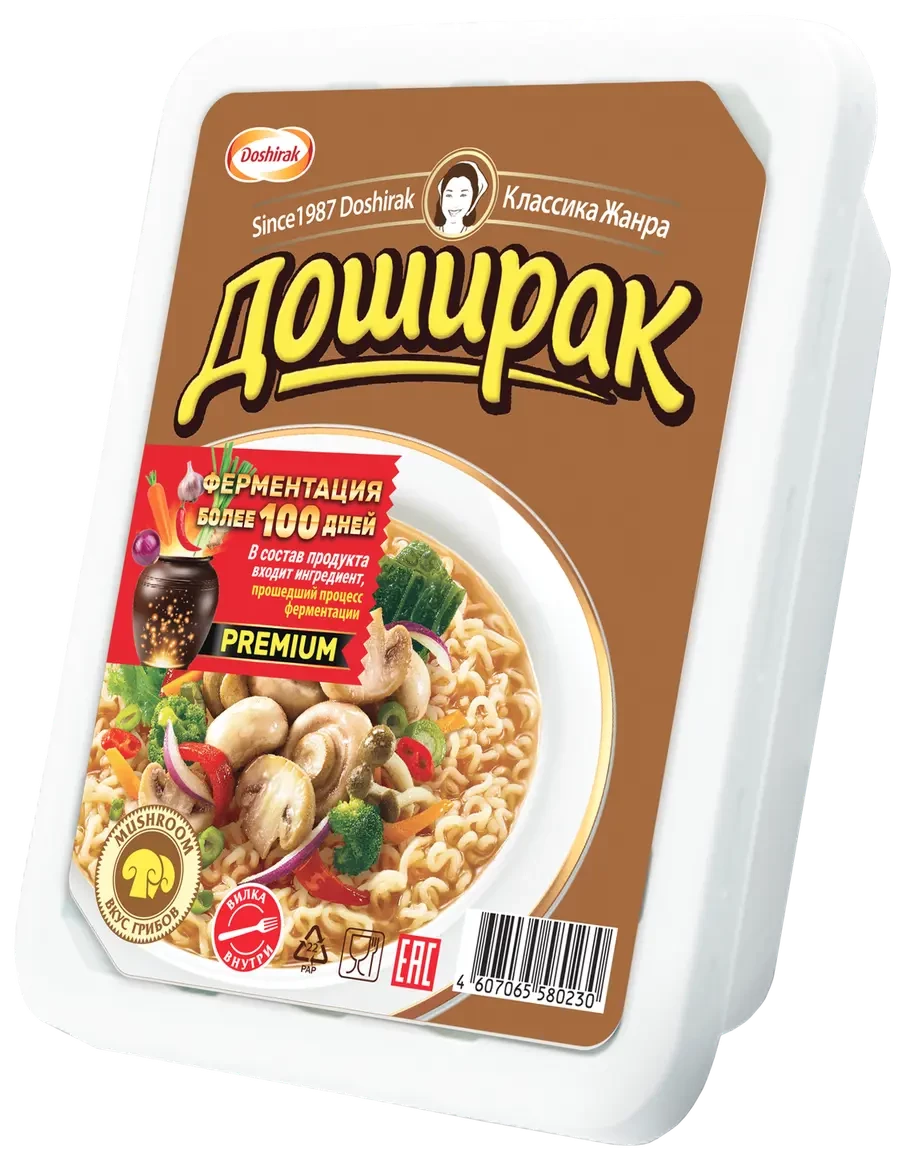 Doshirak — Tray — Лапша со вкусом грибов, 90 г — коробка 24 шт