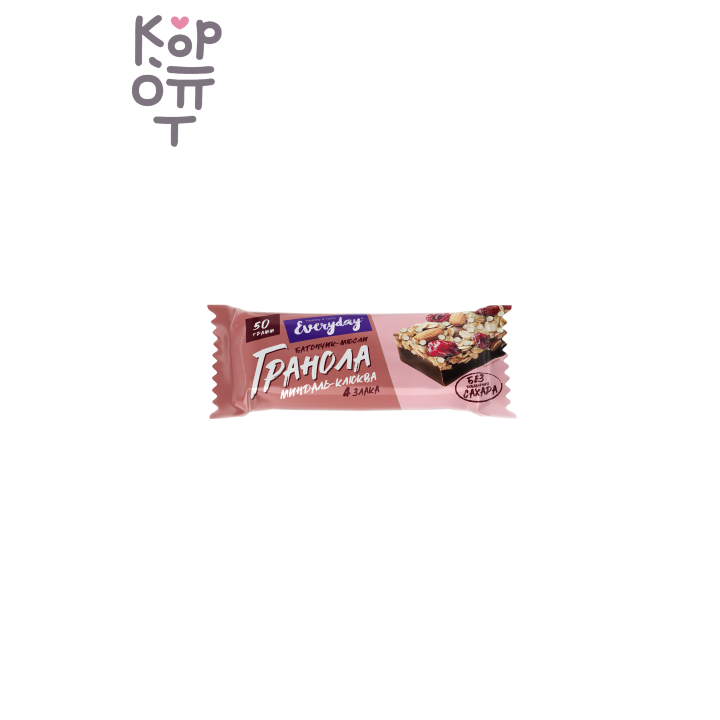 EVERYDAY — Батончик-мюсли глазированный EVERYDAY ГРАНОЛА МИНДАЛЬ-КЛЮКВА п/п 50 г, 50 г