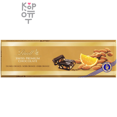 Lindt Gold Шоколад горький с апельсином и миндалем, 300 г