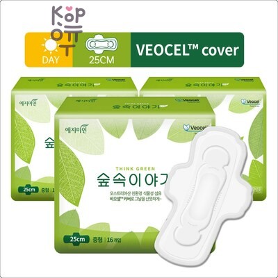Welcron Healthcare Yejimiin The Forest - Прокладки гигиенические веганские с дополнительным впитывающим слоем и поверхностью из веоцела с крылышками, Прокладки длинные 14шт./28см