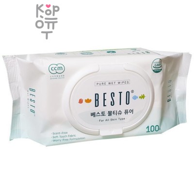SANDOKKAEBI BESTO PURE WET WIPES - Антибактериальные влажные салфетки 100шт.