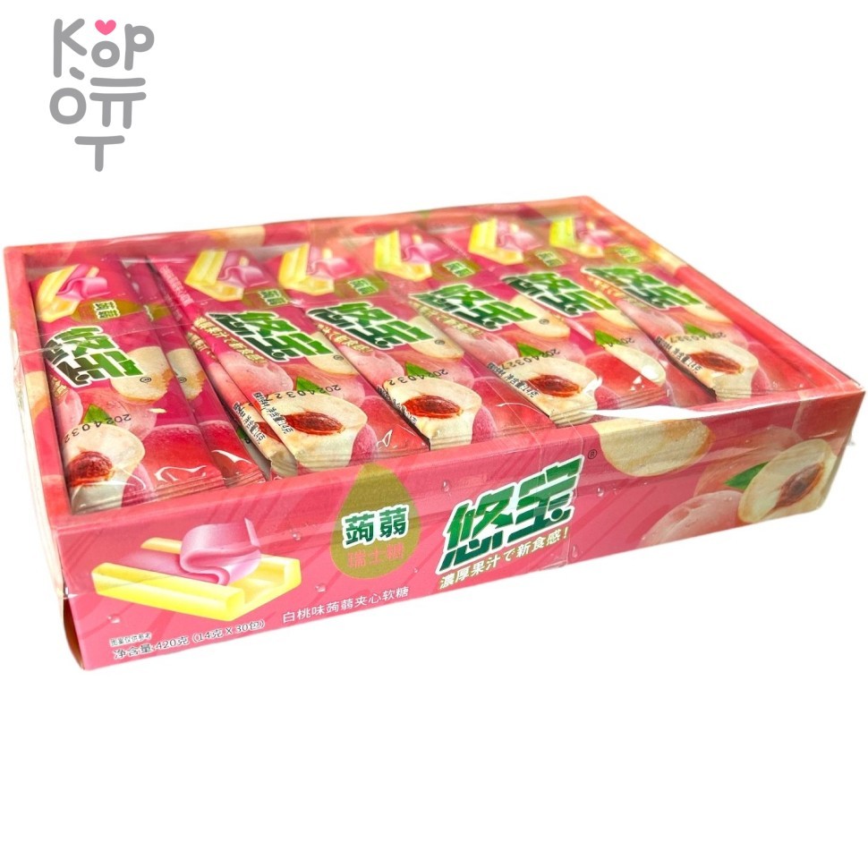 Жевательные конфеты Youbao Сэндвич с нугой со вкусом Персика, купить с доставкой на дом фото 1 &mdash; Корейские товары для всей семьи(КорОпт)