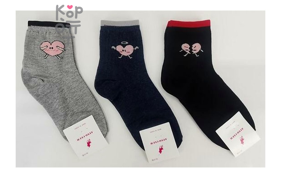 Kikiya Socks - женские средние носки с сердцем, арт. 80159