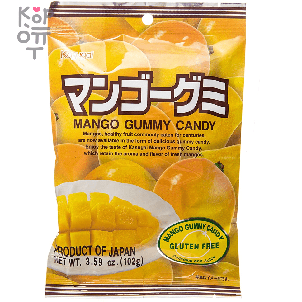 Мармелад жевательный со вкусом манго Kasugai Mango gummy candy, 102гр.