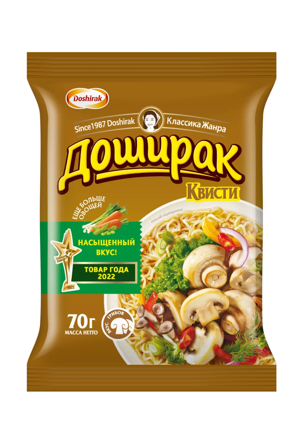 Doshirak — Kvisti — Лапша со вкусом грибов, 70 г — коробка 48 шт