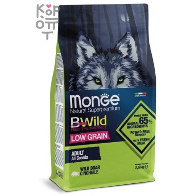 Monge Dog BWild LOW GRAIN низкозерновой корм из мяса дикого кабана для взрослых собак всех пород 2,5 кг