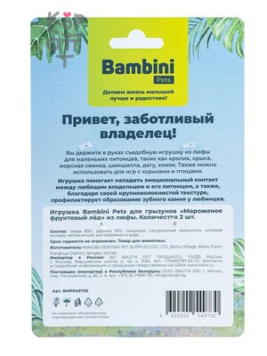 Игрушка Bambini Pets для грызунов "Мороженое фруктовый лед" из люфы. Количество 2 шт