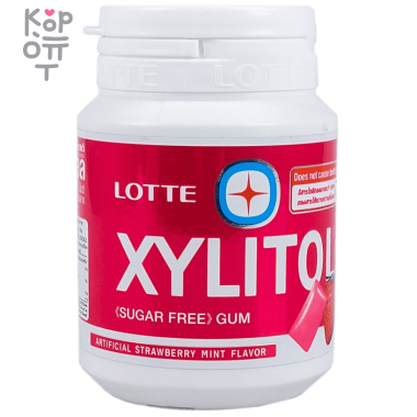 Резинка жевательная с клубникой и мятой Xylitol Strawberry Mint Lotte, 58гр.  — Корейские товары для всей семьи(КорОпт)
