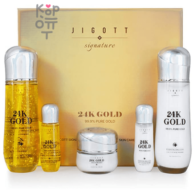 Jigott Signature 24K Gold Essential Skin Care - Набор для ухода за кожей лица с Золотом.