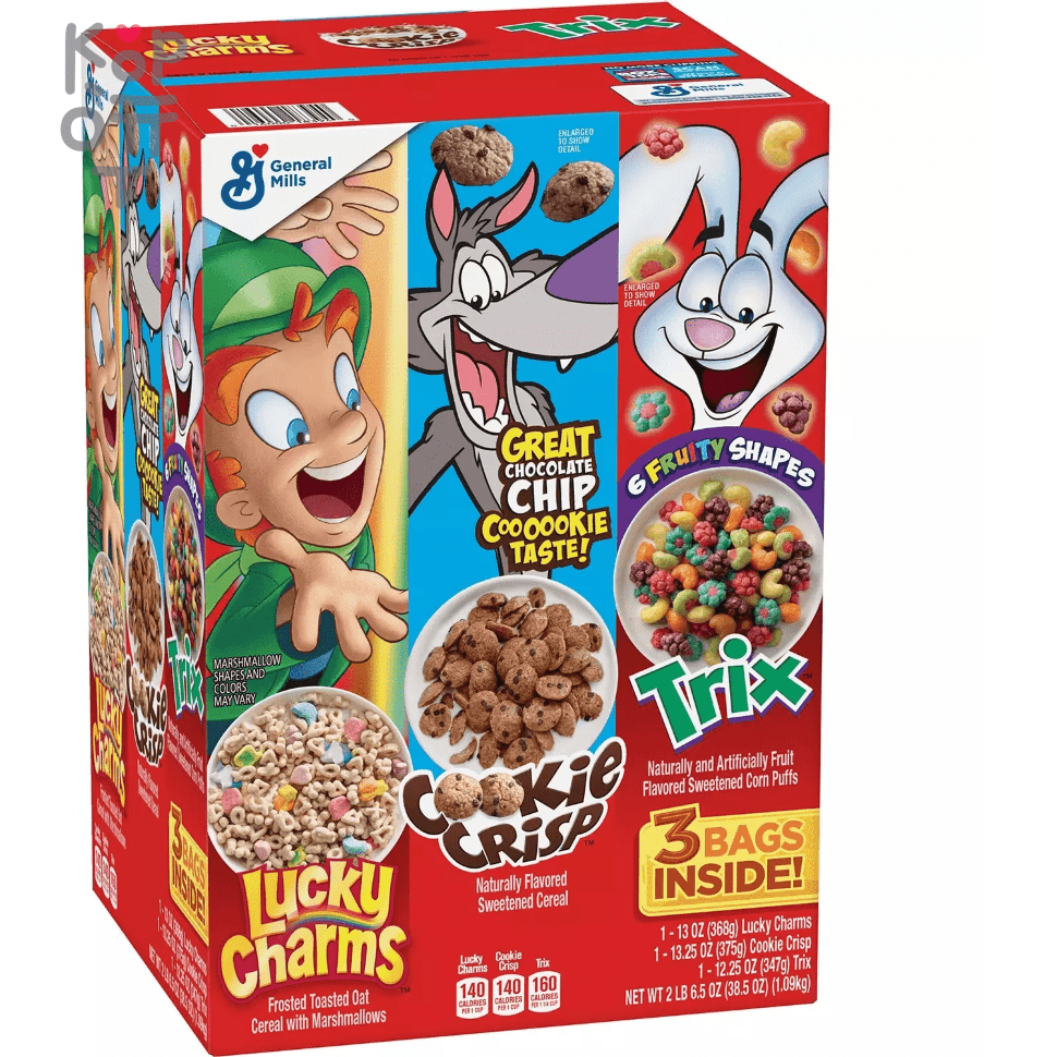 General Mills Lucky Charms, Cookie Crisp, Trix Cereal - Завтрак сухой  хрустящие шарики со вкусом шоколада, 3 вида, 1090гр. по цене 1 500 руб. в  интернет магазине Корейские товары для всей семьи(КорОпт)