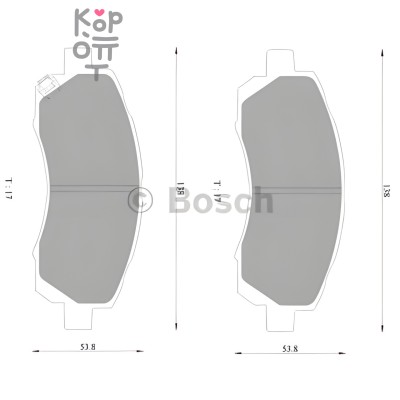 BOSCH Disc Brake Pad BP2357 - Тормозные колодки (04465-37020; 04465-37050; 04465-37060; V9118A080; 04465-37160; 04465-37240), 1 комплект