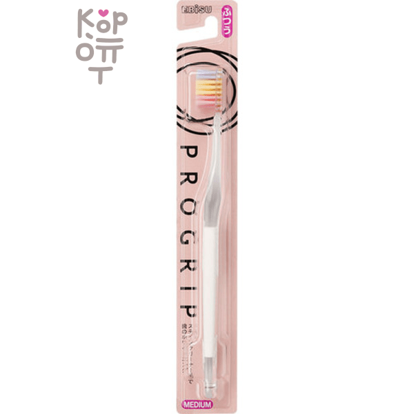 EBISU Progrip Medium - Зубная щетка с треугольными ворсинками для эффективного удаления налёта с поверхности зубов, средней жёсткости.