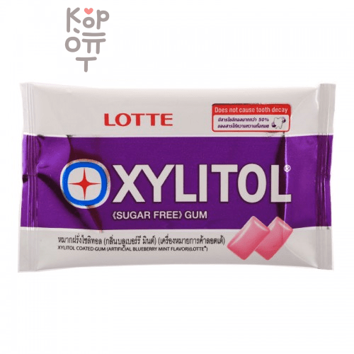 Резинка жевательная с голубикой и мятой Xylitol Blueberry Mint Lotte, 11,6гр. в блистере 10шт.