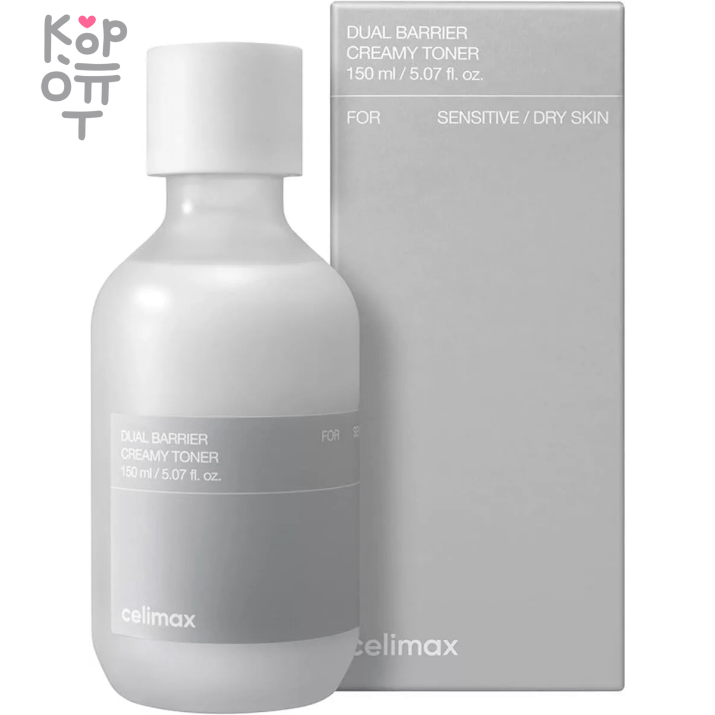 Celimax  Dual Barrier Creamy Toner - Барьерный кремовый тонер 150мл. , купить с доставкой на дом Барьерный кремовый тонер Celimax Dual Barrier Creamy Toner увлажняет, питает и восстанавливает, укрепляет естественный защитный слой и снижает чувствительность кожи к внешним раздражителям, успокаивая и смягчая. Средство устраняет шелушение и сухость, снимает раздражение и зуд, способствует заживлению. Содержит церамиды, гиалуроновую кислоту, аллантоин, пантенол и уникальный пептид Aquatide.