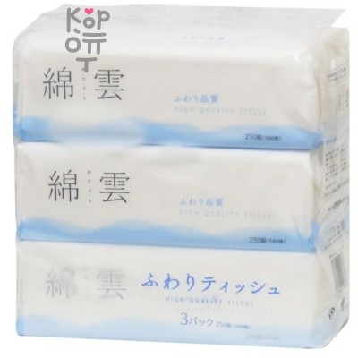 Ideshigyo Watagumo Hight Quality Tissue - Премиальные двухслойные плотные бумажные салфетки на воде с горы Фудзи, 250шт.