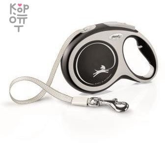 flexi рулетка NEW LINE Comfort L (до 50 кг) лента 8 м серый/черный — Корейские товары для всей семьи(КорОпт)