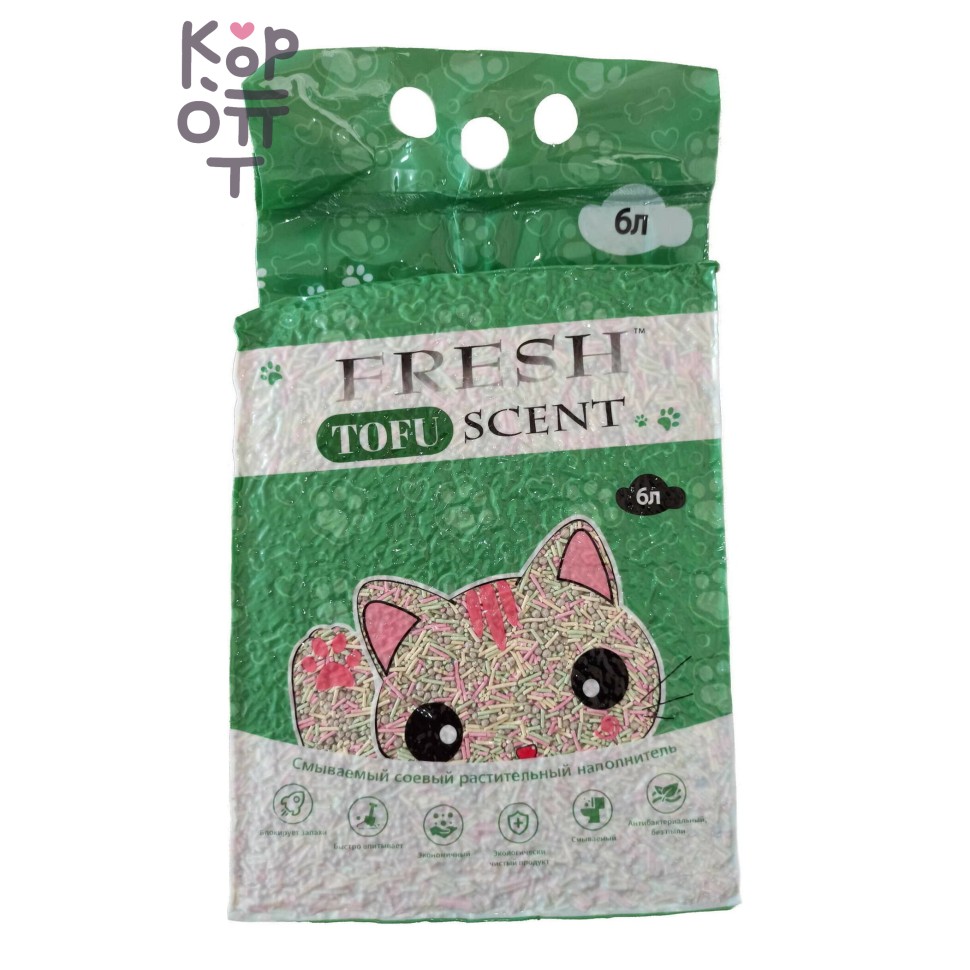 Fresh Scent TOFU Растительный соевый наполнитель, без запаха, 6 л