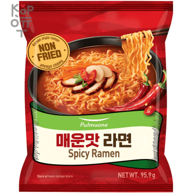 Лапша сублимированная Pulmuone Spicy Ramen - острая, 95,9гр. (коробка 32шт.) — Корейские товары для всей семьи(КорОпт)