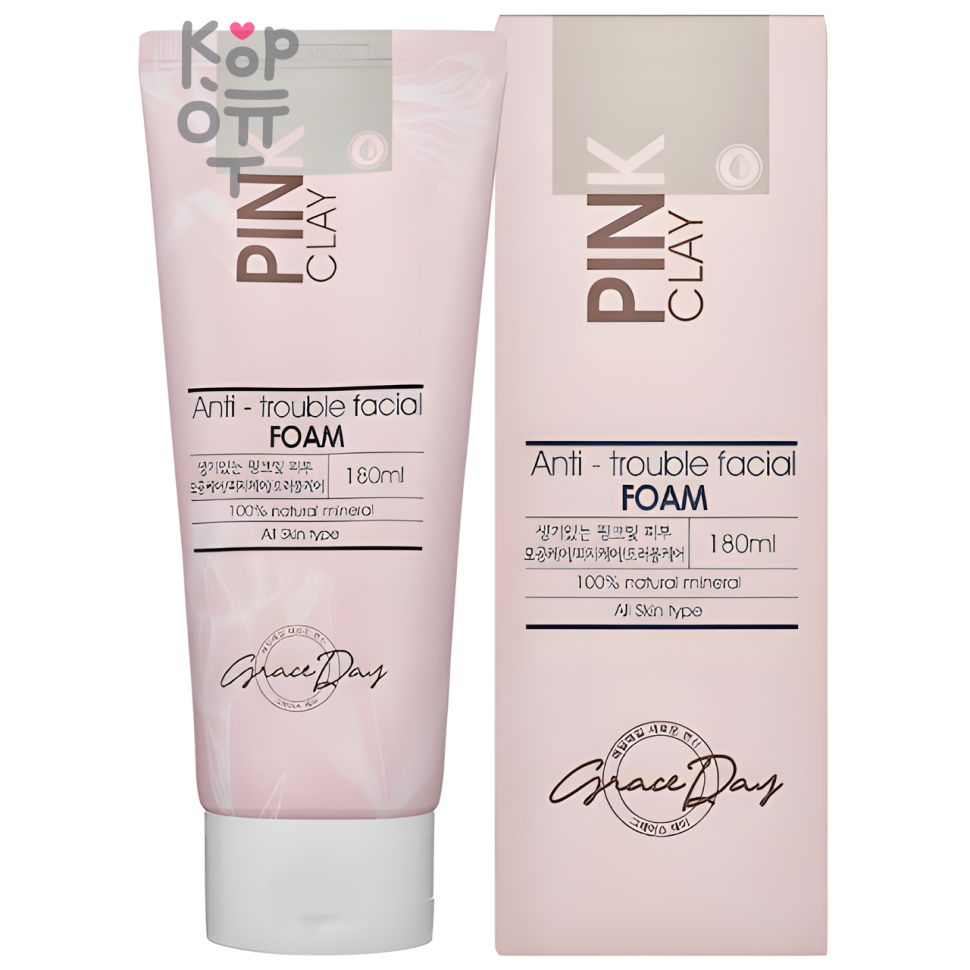 Grace Day Pink Clay Anti-Trouble Facial Foam - Пенка для умывания с розовой глиной 180мл.