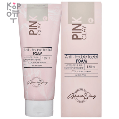 Grace Day Pink Clay Anti-Trouble Facial Foam - Пенка для умывания с розовой глиной 180мл. &mdash; Корейские товары для всей семьи(КорОпт)