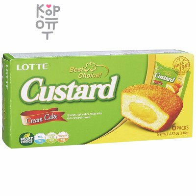 Lotte Custard Cream Cake - Кекс с заварным кремом 138 г (23 г × 6 шт.)