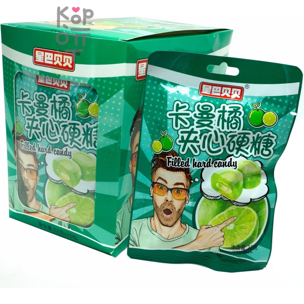 Кислые конфеты Tianxsin Filled Hard Candy с наполнением и взрывным вкусом Лайма