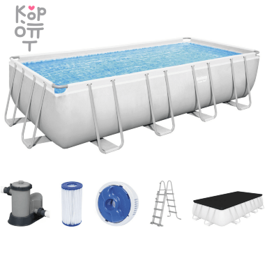 Каркасный бассейн Bestway Power Steel Frame Pool модель 56465, 549х274смх122см(14812л.), серый, в комплекте с фильтрующим насосом — Корейские товары для всей семьи(КорОпт)