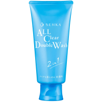SHISEIDO SENKA ALL Clear Double Wash - Пенка для умывания и снятия макияжа с гиалуроновой кислотой и протеинами шелка, 130 мл