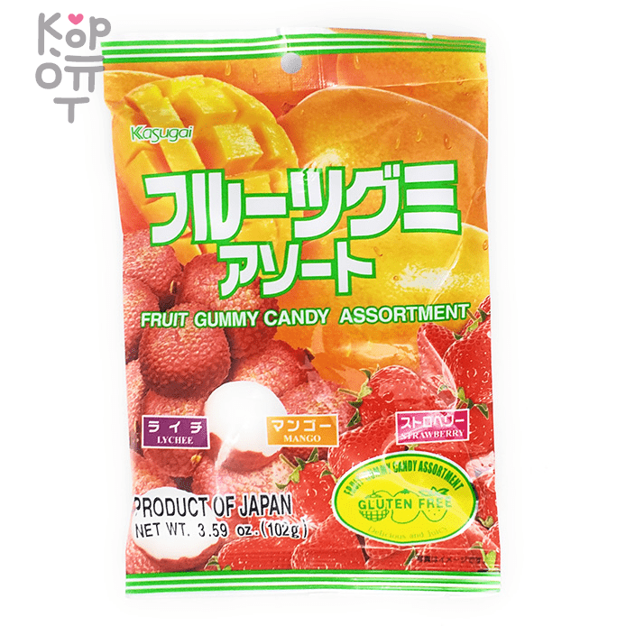 Мармелад жевательный микс из 3 вкусов Kasugai Mix gummy candy, 102гр.